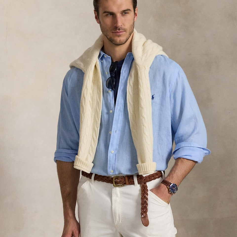 Polo Ralph Lauren Men's Office Blue Linen Shirt