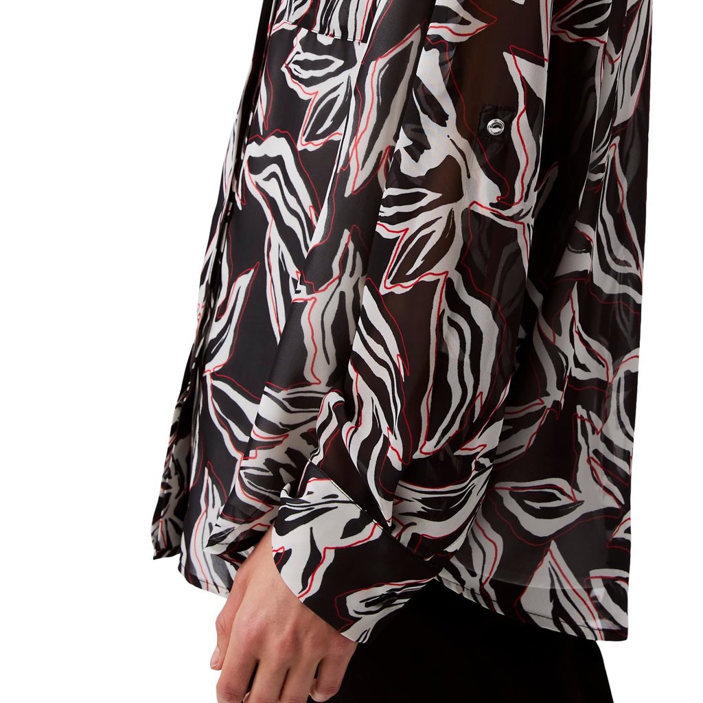 Calvin Klein Women's Black Printed Classic Button-Down Shirt