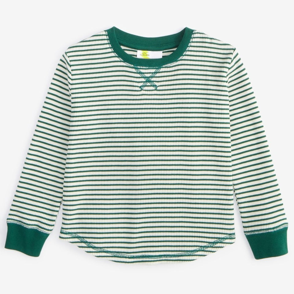 Epic Threads Boy's Angel White Cane Striped Thermal Blouse