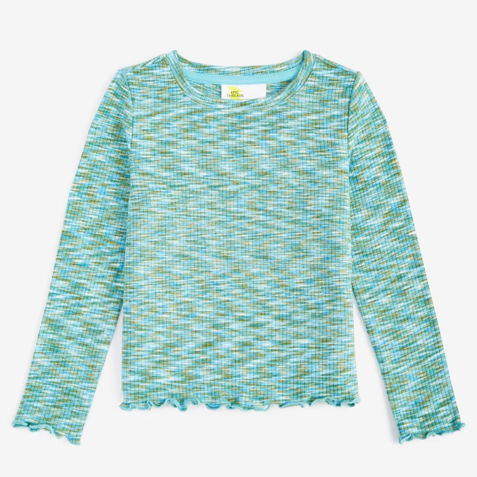 Epic Threads Girl's Sea Serpent Space-Dyed Ribbed Blouse