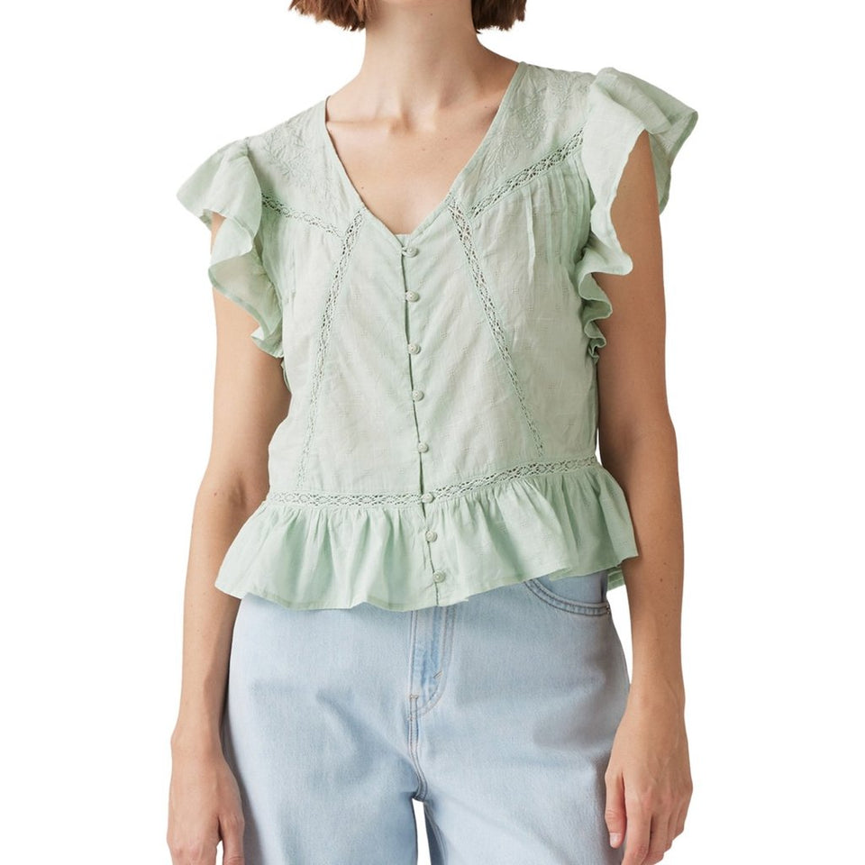 Levis Women's Silt Green Aniston Short Sleeve Blouse