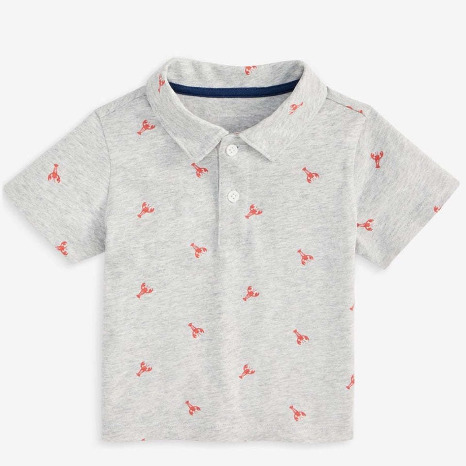 First Impressions Boy's Slate Hthr Lobster Dash Printed Polo 