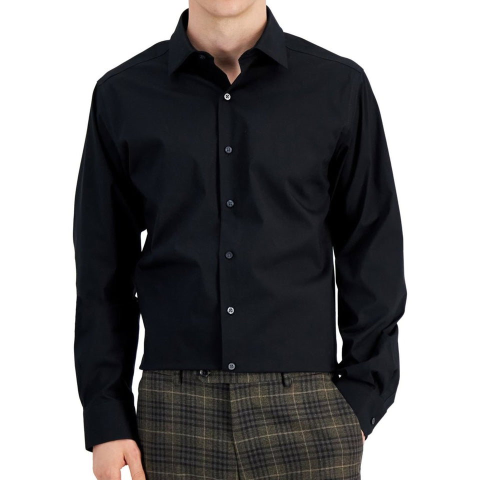 Alfani Men's Black Slim Fit Button Down Dress Shirt