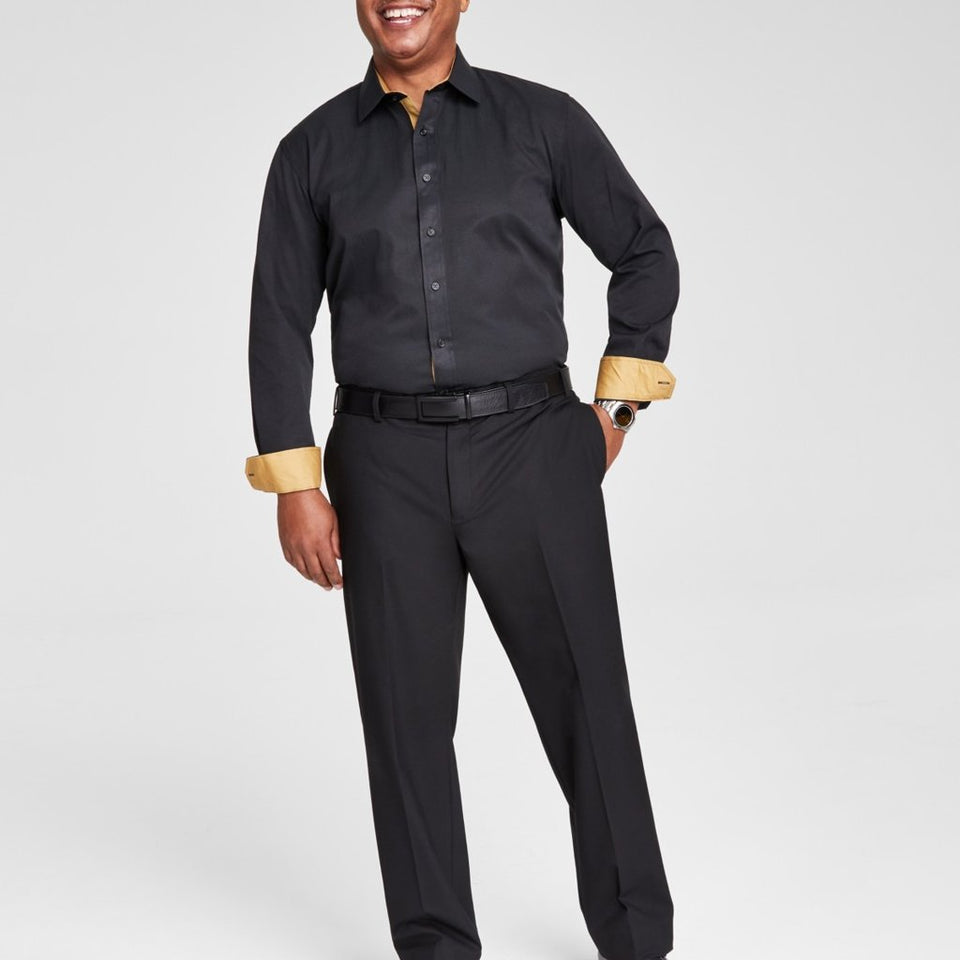 Tayion Collection Men's Black Slim-Fit Dress Shirt