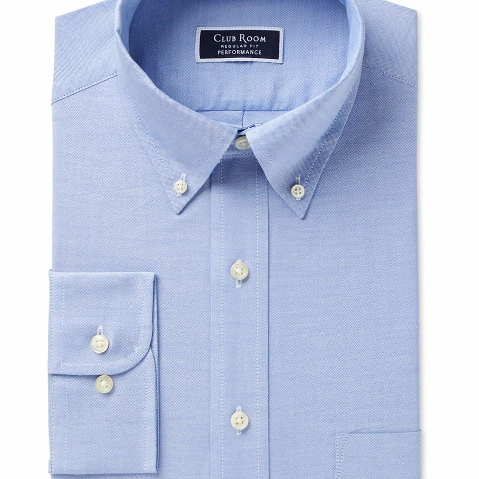 Club Room Men's Blue Collared Work Dress Shirt
