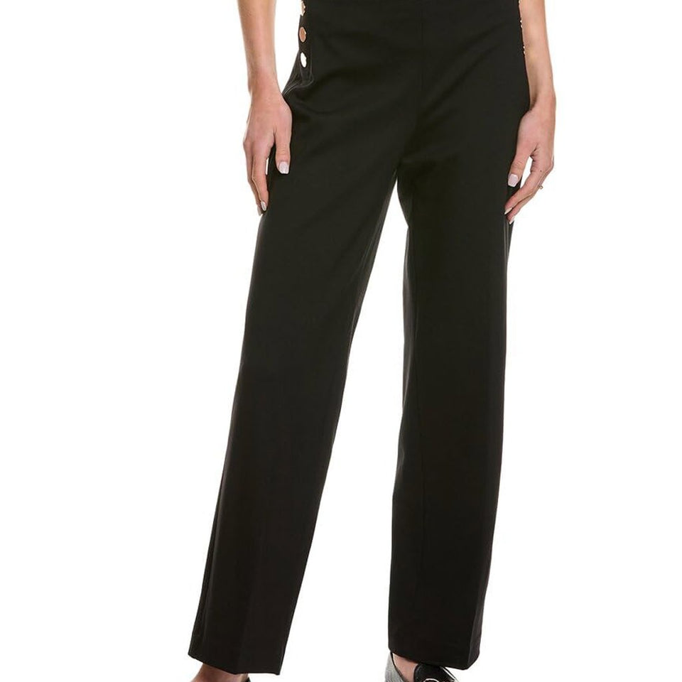 Anne Klein Women's Black Sailor Wide Leg Trouser