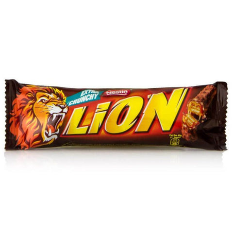 Lion chocolate bar packaging on a white background