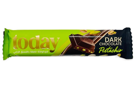 Today Dark Chocolate Pistachio bar packaging on a white background