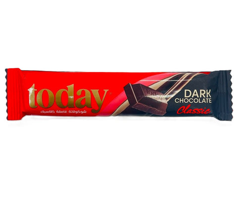 Today dark chocolate bar packaging on a white background