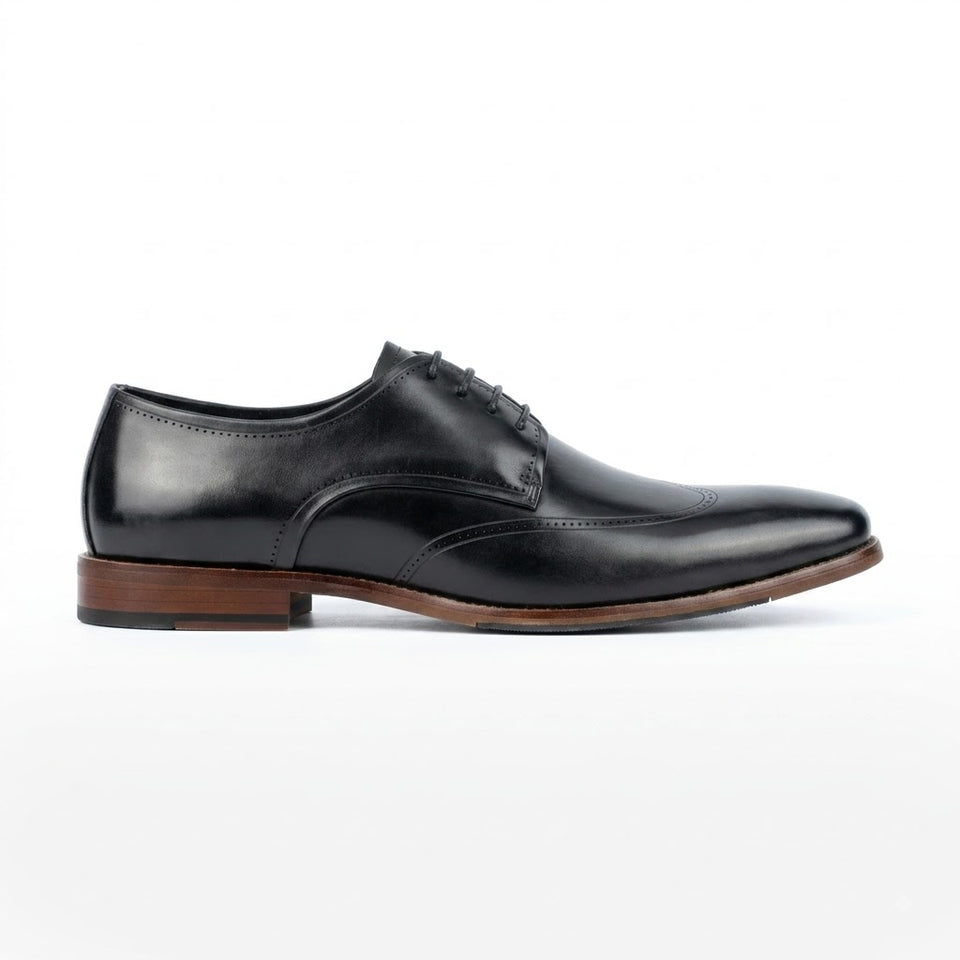 Vintage Foundry Company Men's Black Orton Wingtip Derby Casual Shoes
