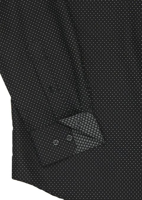Calabrum Men's Black Regular Fit Dot Print Wrinkle Free Performance Dress Shirt | Calabrum In Lebanon