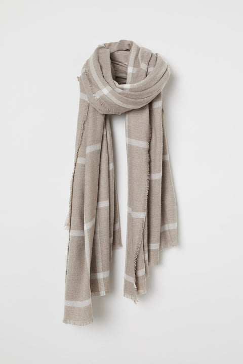 H&M Women's Tan Checkered Knitted Scarf | H&M In Lebanon