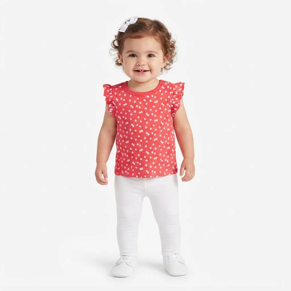 First Impression Baby Girl's Red Floral Print Sleeveless Blouse