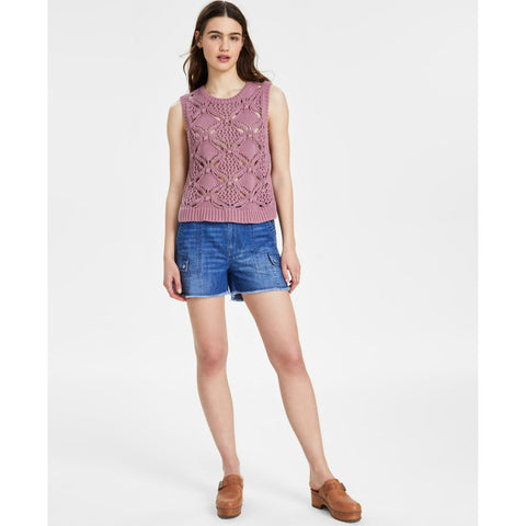 Lucky Brand Women's Dusty Rose Diamond Crochet Cotton Sweater|Lucky Brand In Lebanon