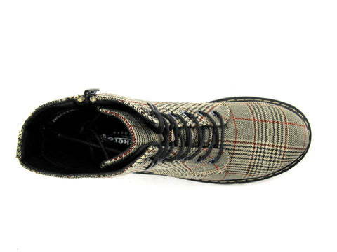 Dockers By Gerli Women's Beige & Black Tartan Ankle Boots | Dockers By Gerli In Lebanon