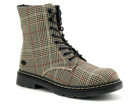 Dockers By Gerli Women's Beige & Black Tartan Ankle Boots | Dockers By Gerli In Lebanon