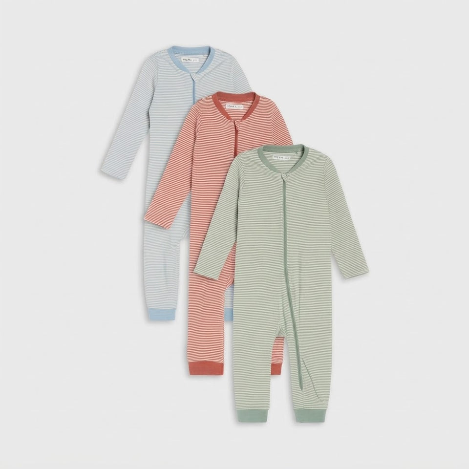 Sinsay Baby Boy's Green & Blue & Red 3 Pack Long Sleeve Overalls