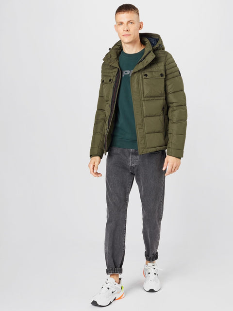 S.Oliver Men's Olive Green Jacket With Hood | S.Oliver In Lebanon
