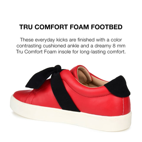 Journee Collection Women's Red Abrina Bow Detail Slip On Sneakers | Journee Collection In Lebanon