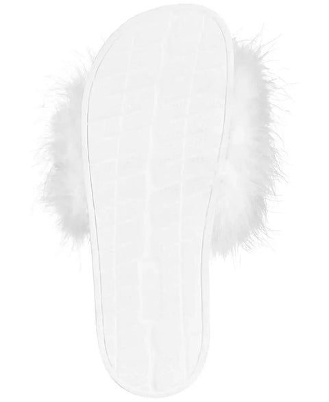 I.N.C International Concept Women's White Marabou Pool Slides Slipper |I.N.C International Concept In Lebanon