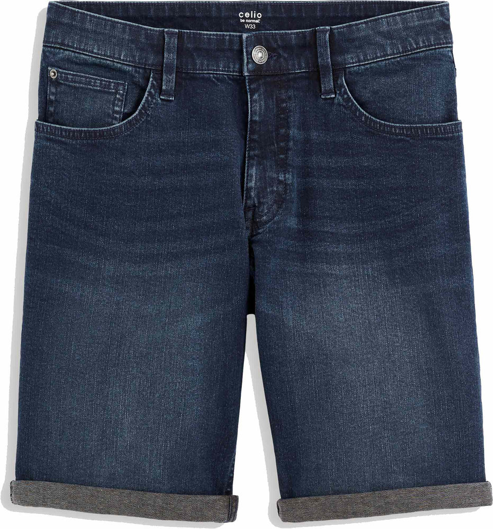 Celio Men's Navy Blue Stretch Cotton Bermuda Denim Short | Celio In Lebanon