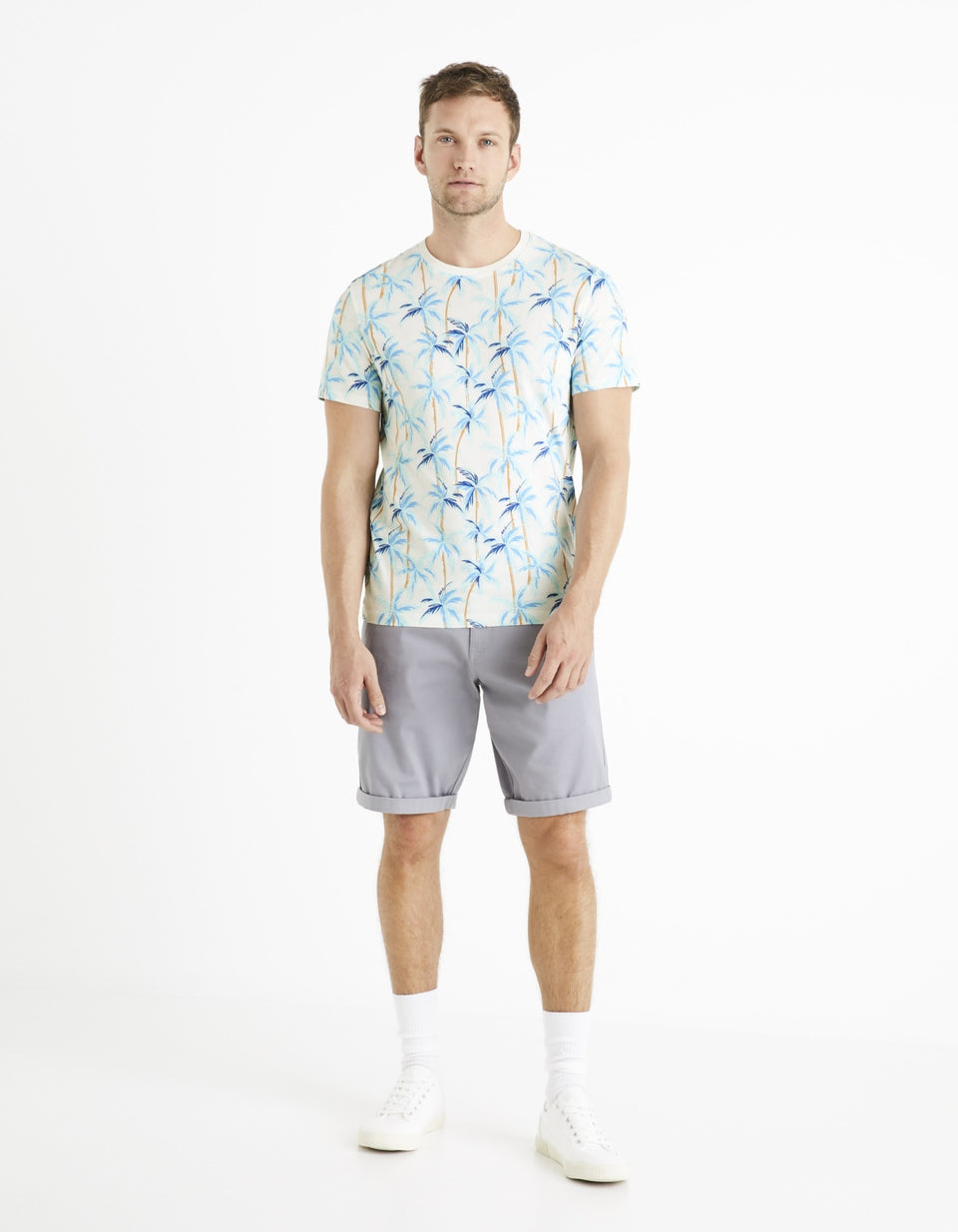 Celio Men's Blue Sky Bochinobm Stretch Cotton Chino Shorts | Celio In Lebanon