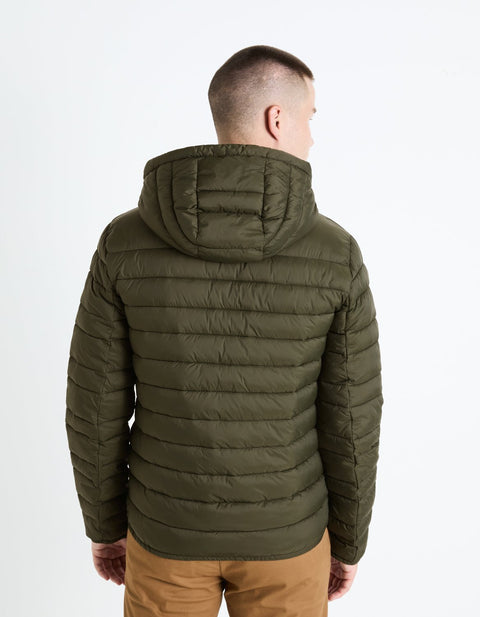 Celio Men's Dark Khaki Lightweight Puffer Jacket With Hood | Celio In Lebanon