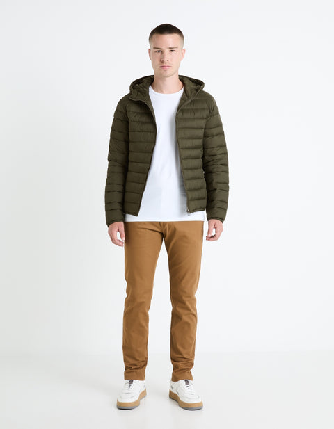 Celio Men's Dark Khaki Lightweight Puffer Jacket With Hood | Celio In Lebanon
