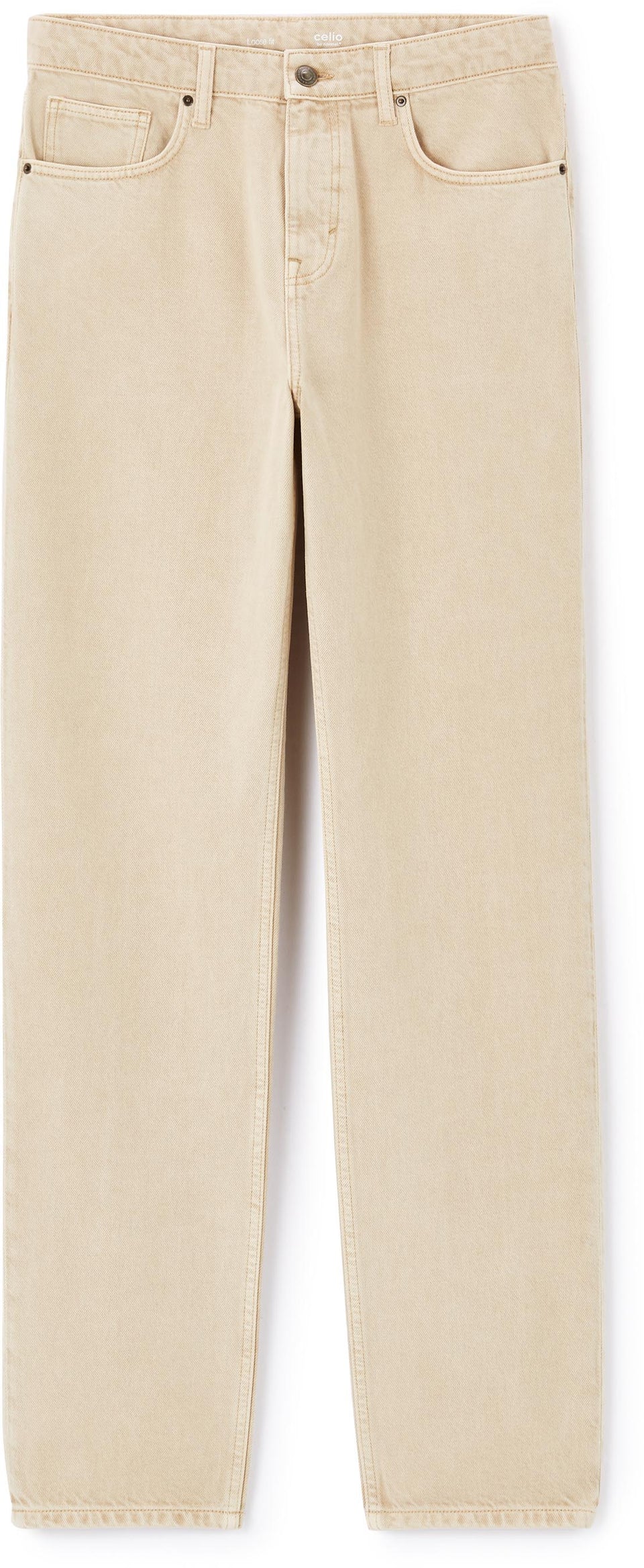 Beige jeans on a white background