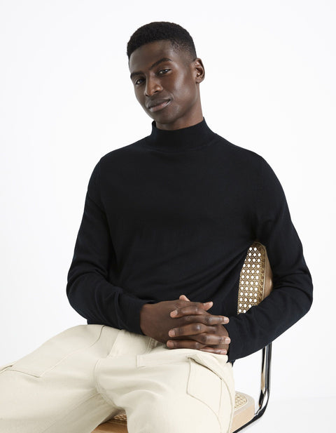 Celio Men's Black High Neck Sweater | Celio In Lebanon