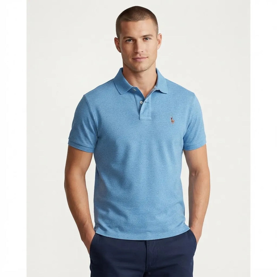 Polo Ralph Lauren Men's Light Blue Heather Short-Sleeve Polo T-Shirt