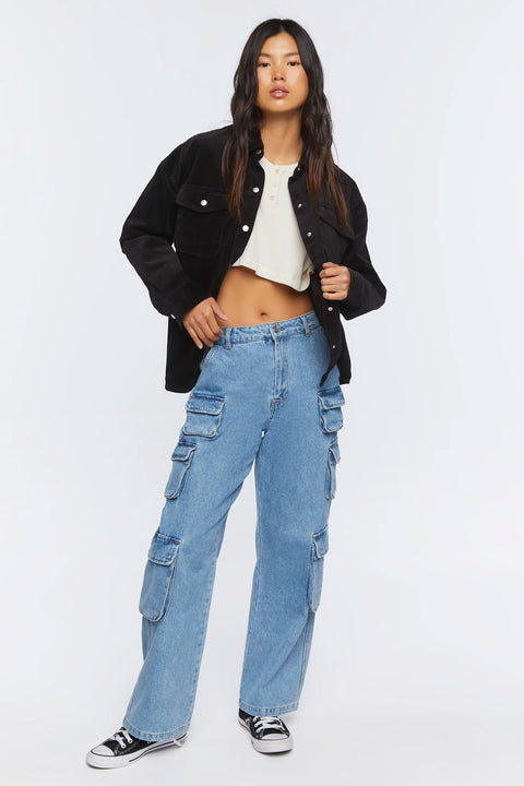 Forever 21 Women's Black Velvet 2 Chest Pocket Jacket | Forever 21 In Lebanon