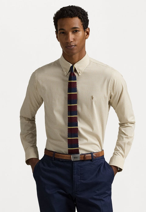 Polo Ralph Lauren Men's Beige Checked Slim Fit Poplin Shirt |Polo Ralph Lauren In Lebanon