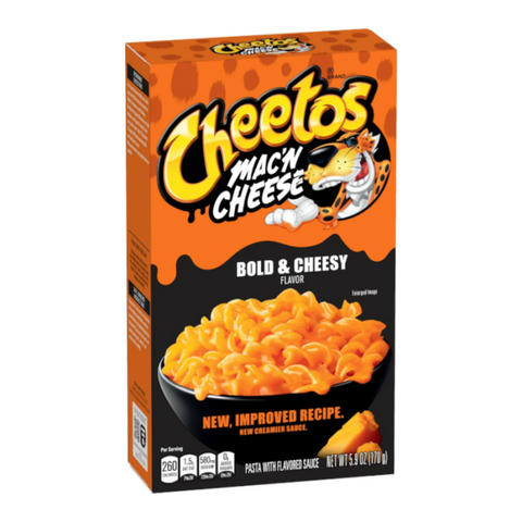 Cheetos Mac 'N Cheese packaging on a white background