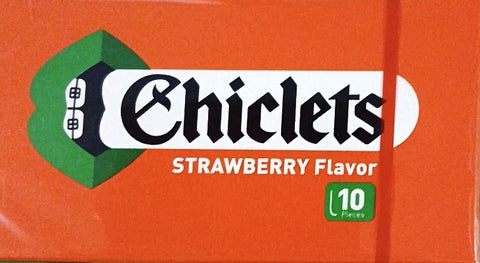 Chiclets Strawberry Flavor chewing gum box with red background