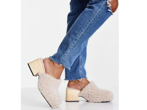 Topshop Women's Ecru Slipper ANS742