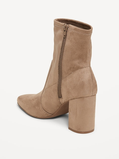 Old Navy Women's Beige Faux-Suede Heeled Boots | Old Navy In Lebanon