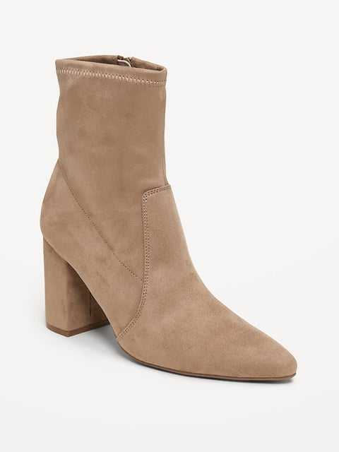 Old Navy Women's Beige Faux-Suede Heeled Boots | Old Navy In Lebanon
