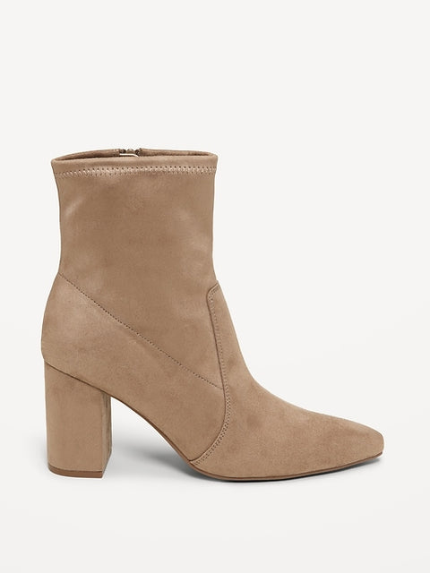 Old Navy Women's Beige Faux-Suede Heeled Boots | Old Navy In Lebanon