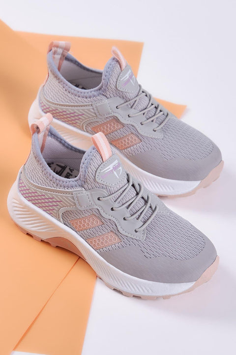 Tonny Black Kids Gray & Rose Sneakers | Tonny Black In Lebanon