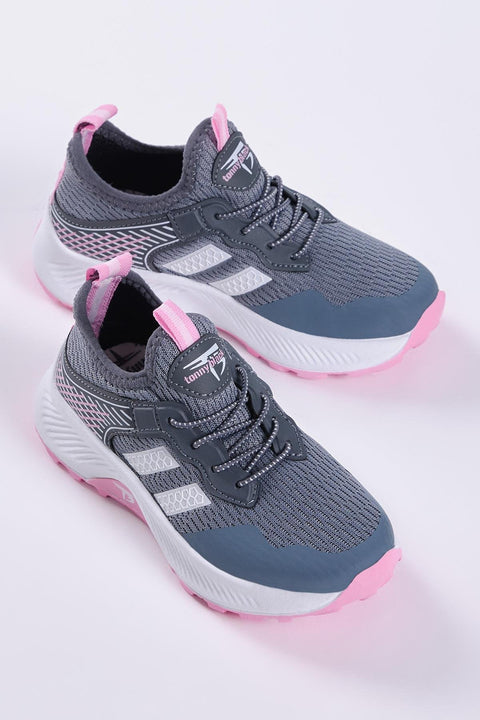 Tonny Black Kids Dark Grey & Pink Sport Sneakers | Tonny Black In Lebanon
