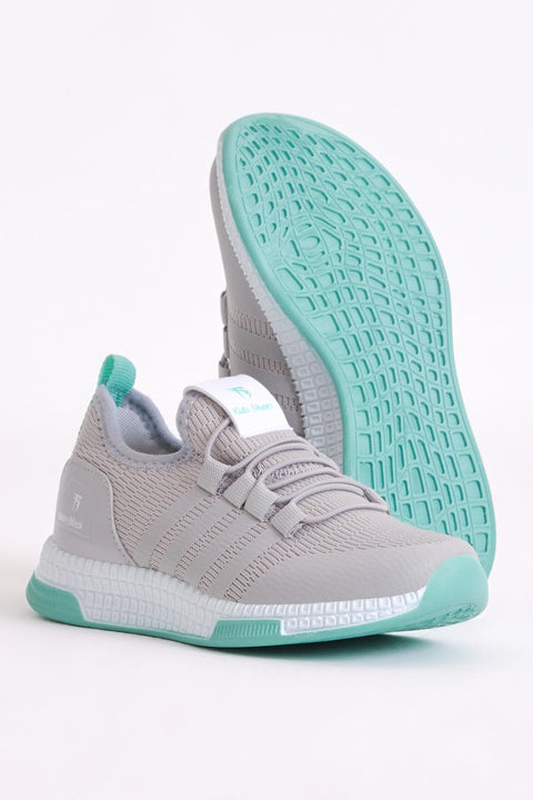 Tonny Black Kid's Grey/Aqua Relaxed Fit, Striped, Lace-up  Sneakers | Tonny Black In Lebanon