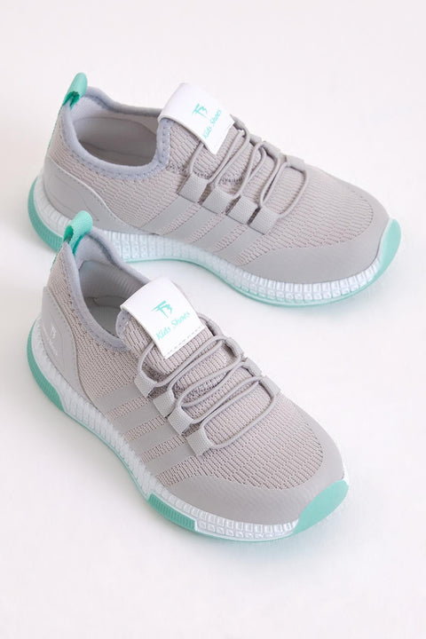 Tonny Black Kid's Grey/Aqua Relaxed Fit, Striped, Lace-up  Sneakers | Tonny Black In Lebanon