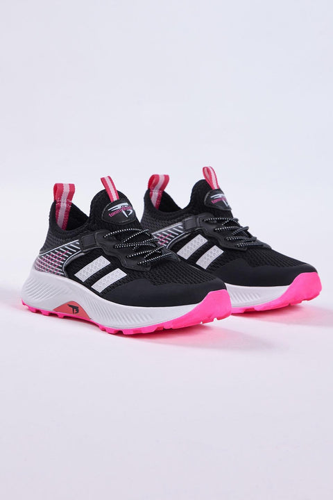 Tonny Black Kids Black & Fuchsia Sneakers | Tonny Black In Lebanon