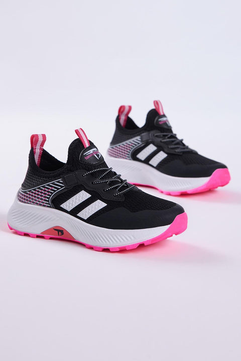Tonny Black Kids Black & Fuchsia Sneakers | Tonny Black In Lebanon