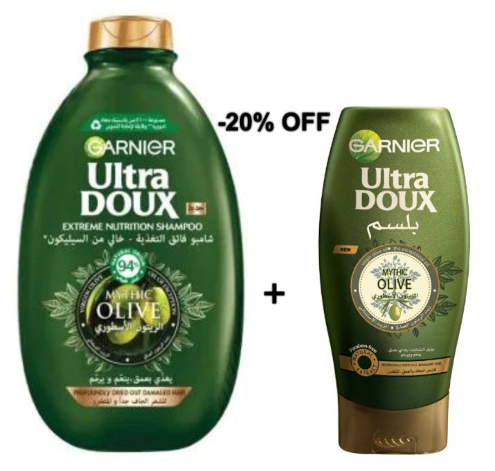Garnier Ultra Doux Mythic OliveShampoo 600ml + Conditioner 200ml (-20% OFF) | Garnier In Lebanon