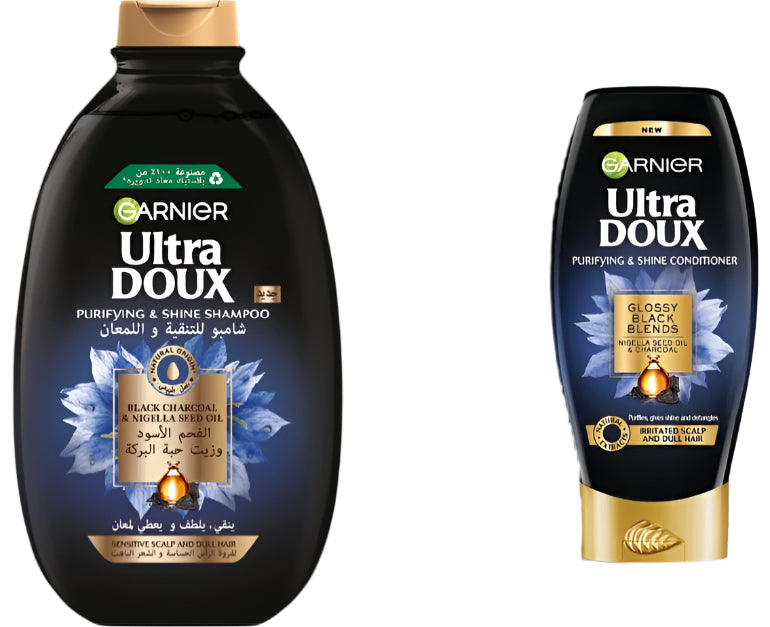 Garnier Ultra Doux Black Charcoal & Nigella Seed Oil Shampoo 600ml + Conditioner 200ml (-20% OFF) | Garnier In Lebanon
