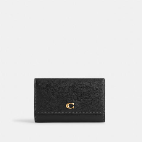 Coach Women's Black Essential Medium Flap Leather Wallet | Coach In Lebanon