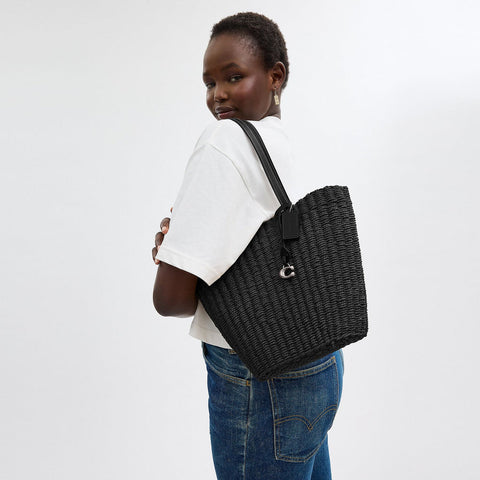Coach Straw Tote Women's Black Shoulder Bag | Coach In Lebanon