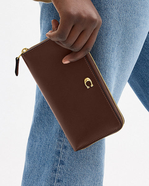 Coach Women's Brown Essential Slim Accordion Leather Zip Around Wallet | Coach In Lebanon